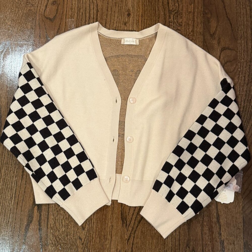 Oversized Checkered Cardigan